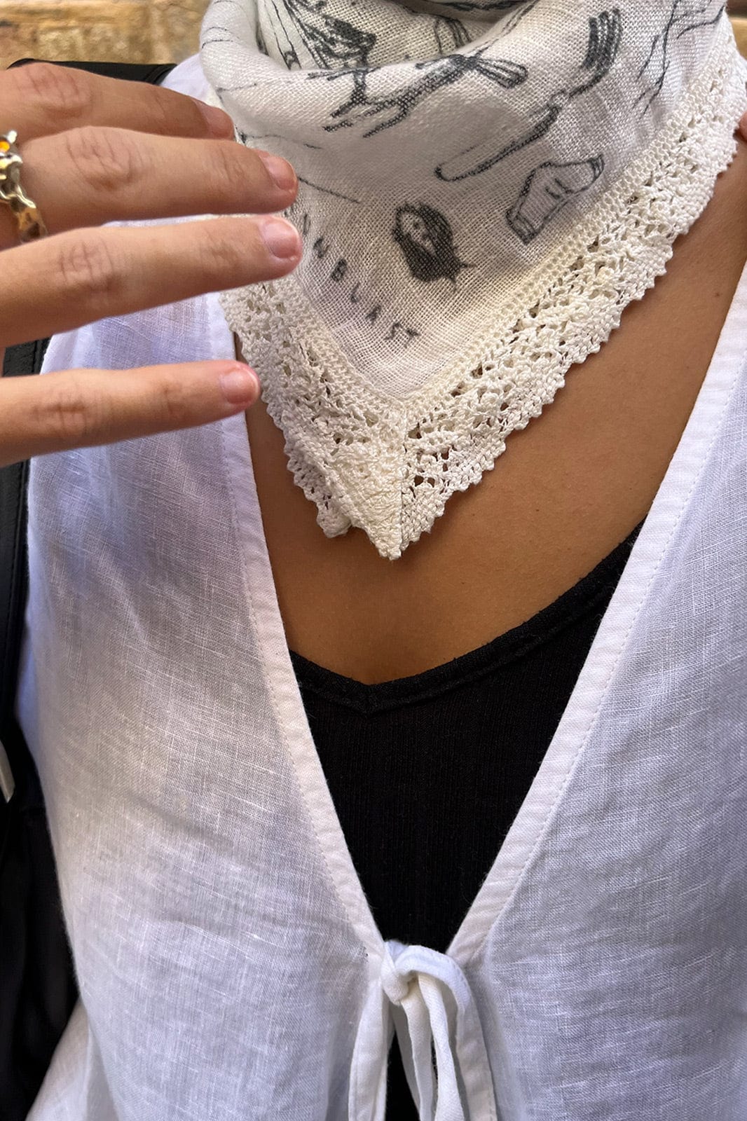 arkitaip Accessories One Size / Off-White arkitaip x Lucy Mahon Laced Linen Bandana