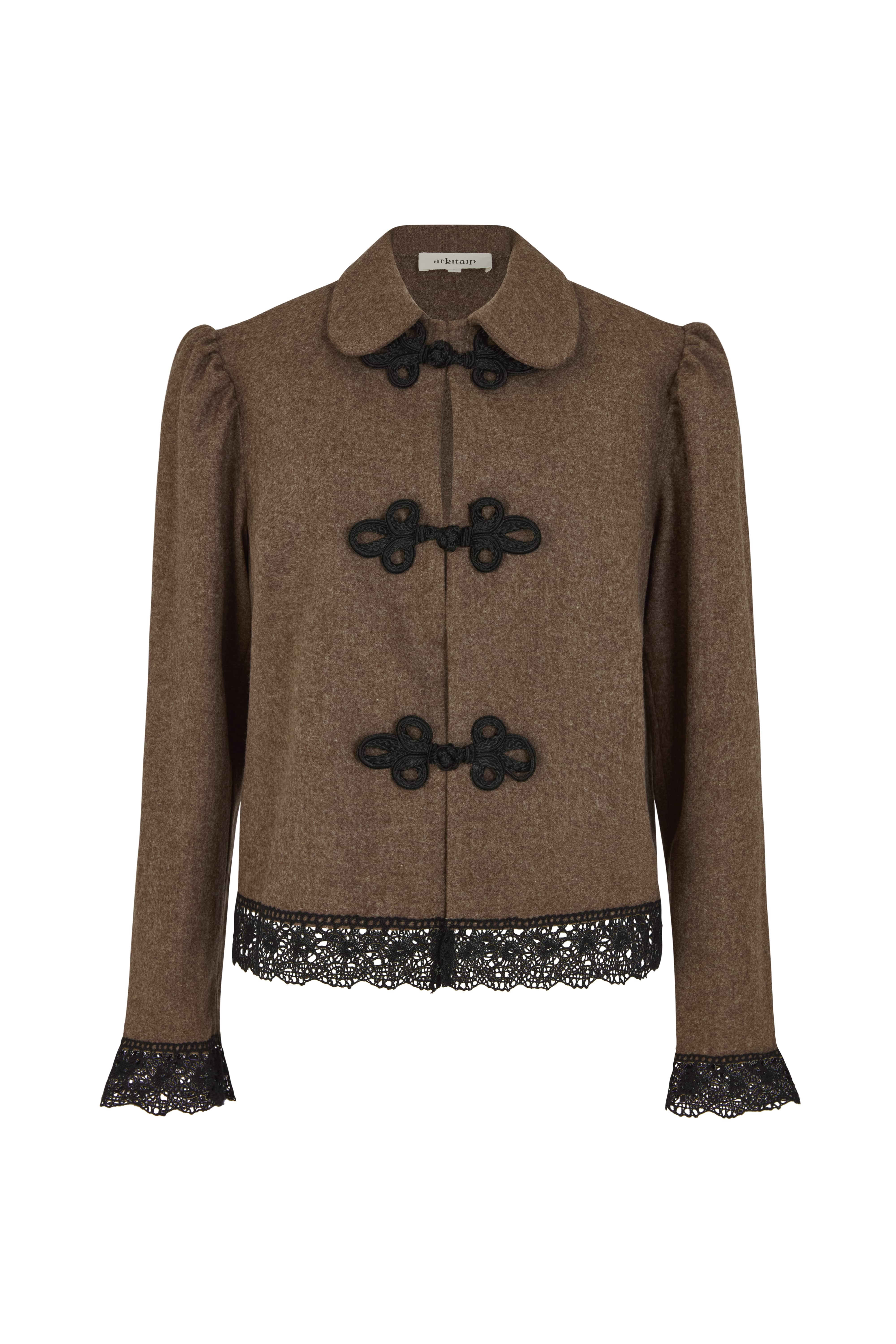 arkitaip Blazers The Camille Rounded Collar Wool Overshirt in mocha
