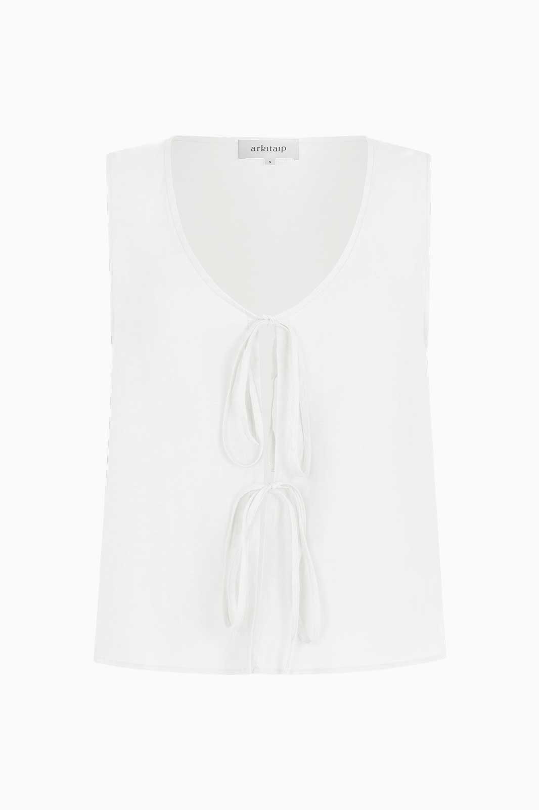 arkitaip Blouses The Camilla Sleeveless Tie Top in white