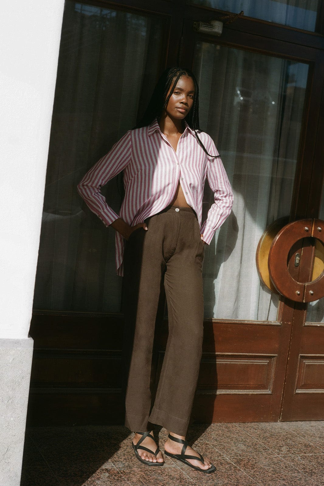 arkitaip Blouses The Gina Oversized Shirt in striped pink