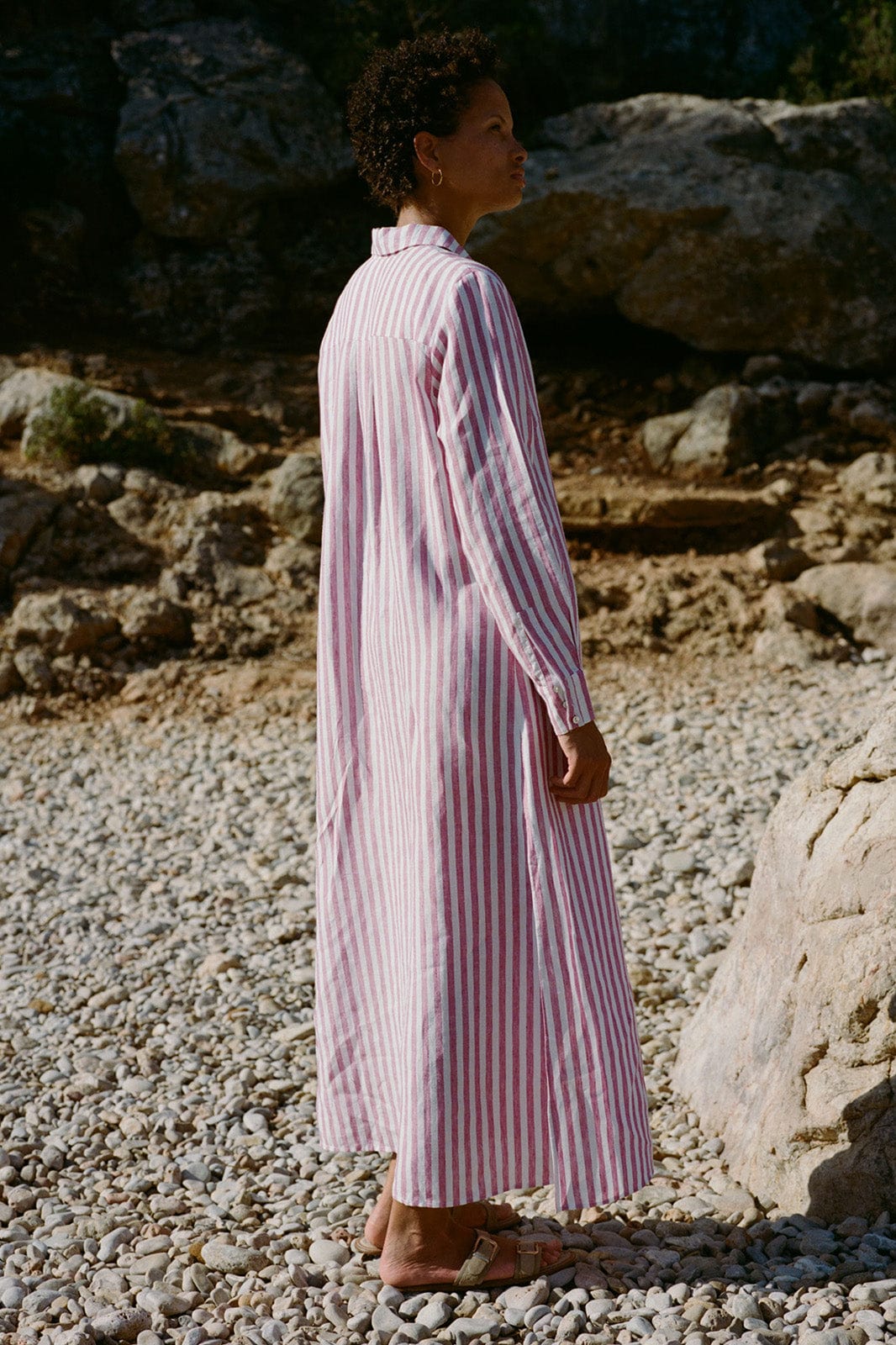 arkitaip Blouses The Gina Shirt Dress in striped pink