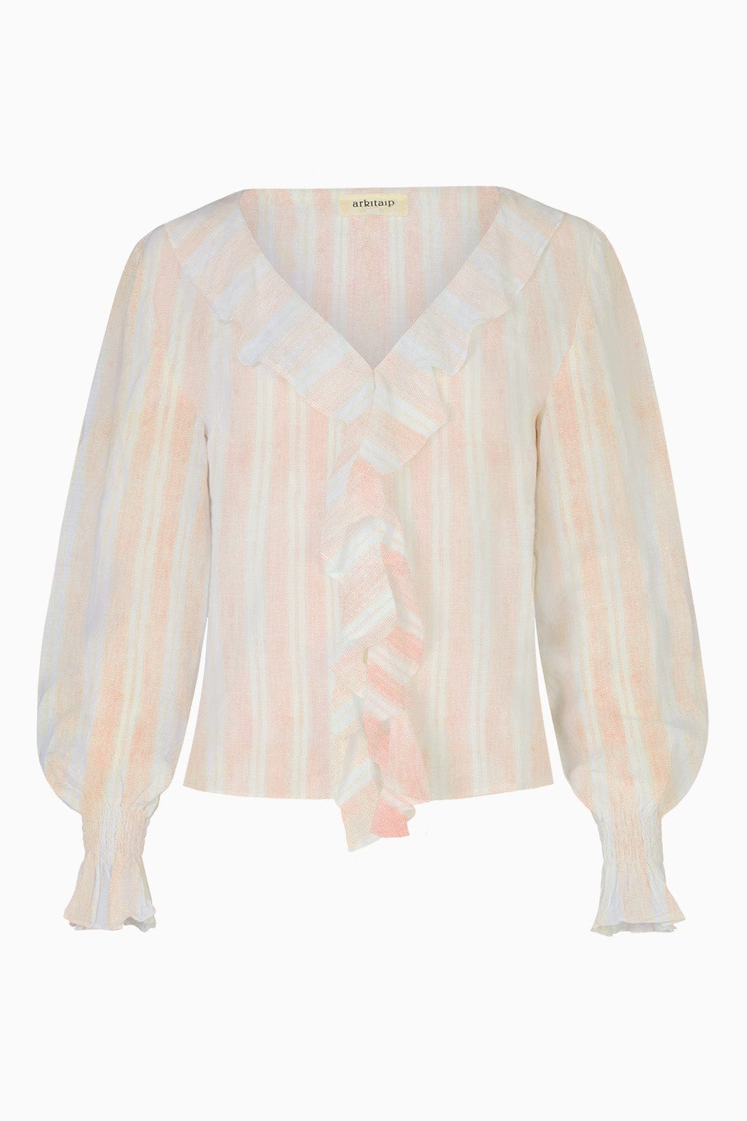 arkitaip - The Ophelia Ruffled Shirt in striped rosé