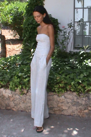 arkitaip Jumpsuits The Maggie Bandeau Jumpsuit in striped olive green