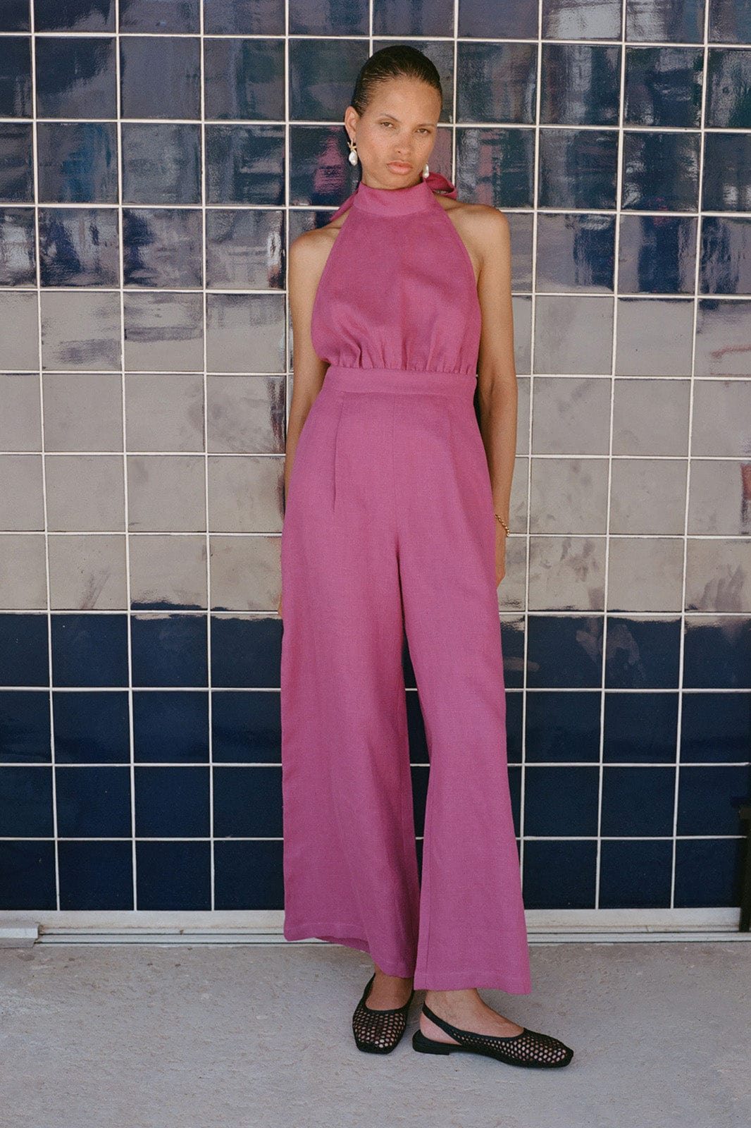 arkitaip Jumpsuits The Sofia Halterneck Jumpsuit in berry