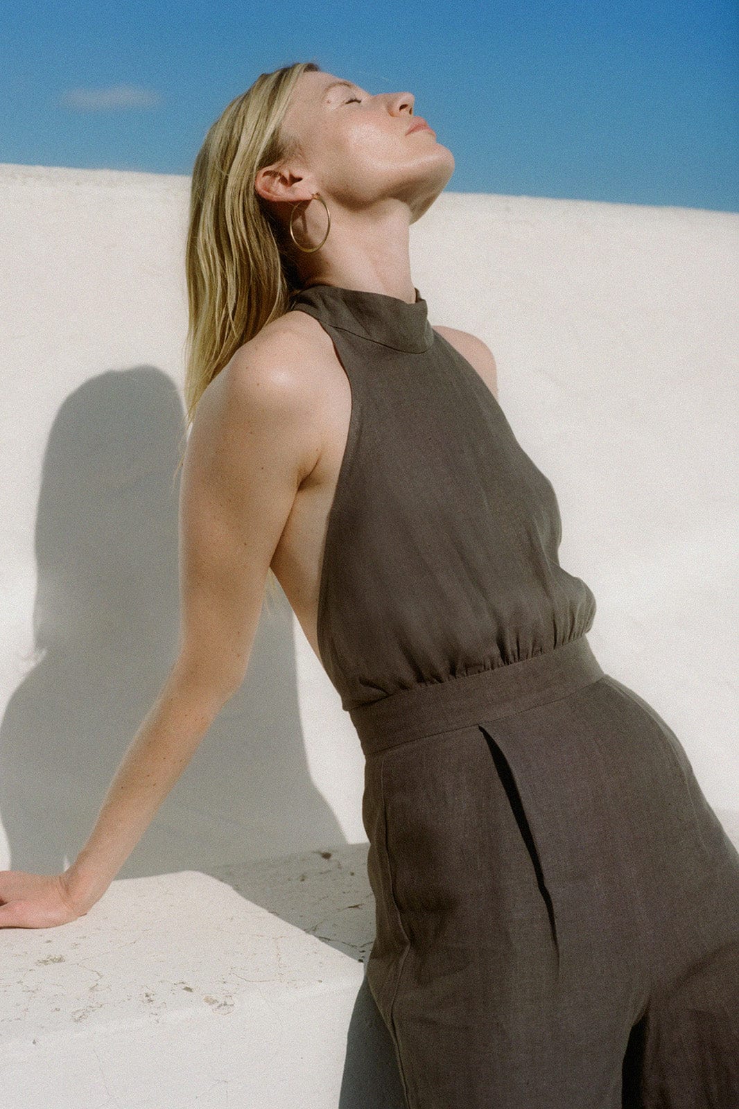 arkitaip Jumpsuits The Sofia Halterneck Jumpsuit in mocha