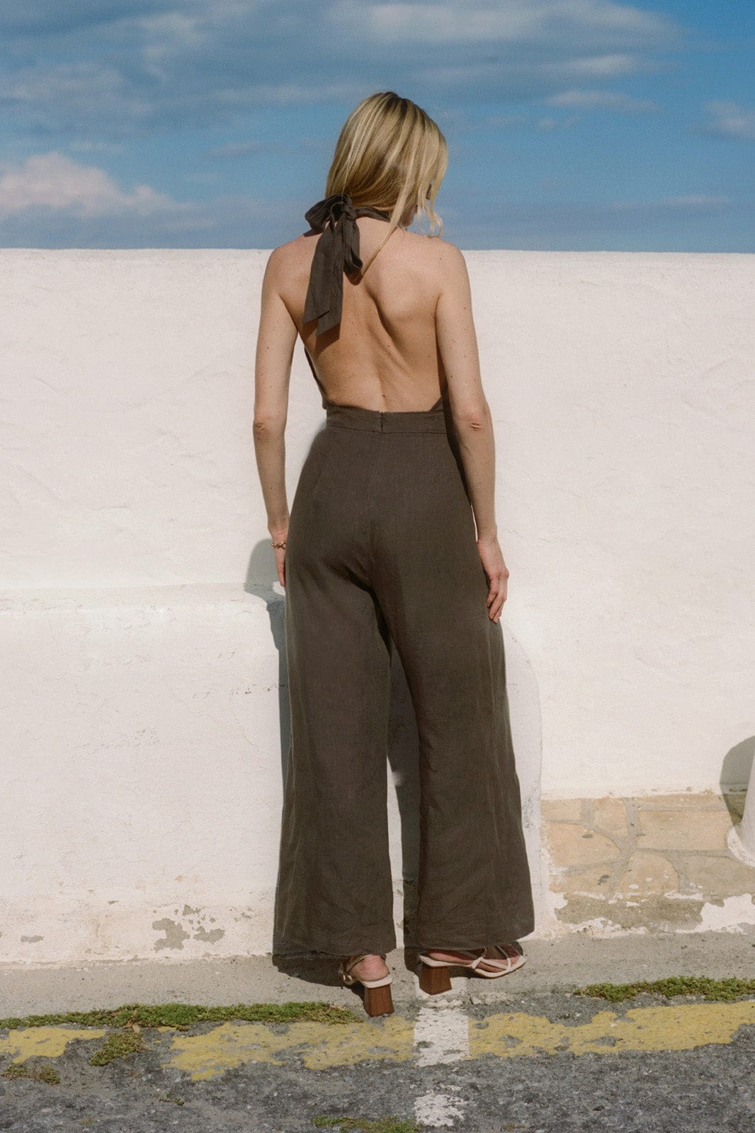 arkitaip Jumpsuits The Sofia Halterneck Jumpsuit in mocha