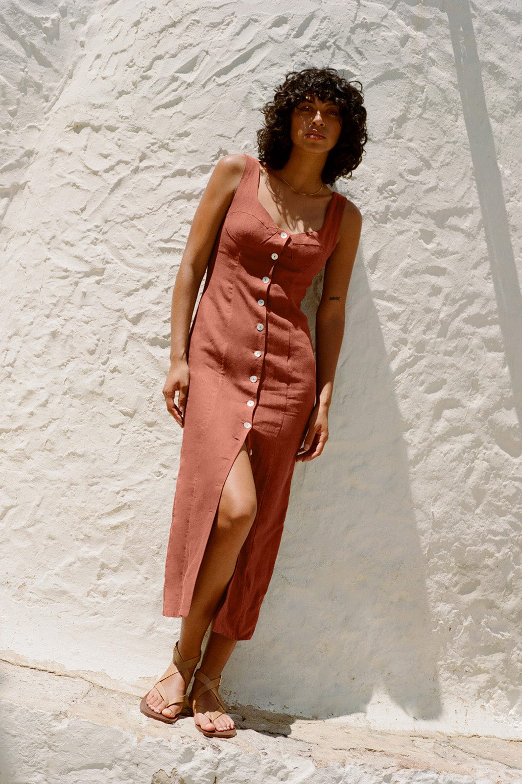 arkitaip Maxi Dresses The Alice Bustier Dress in terracotta