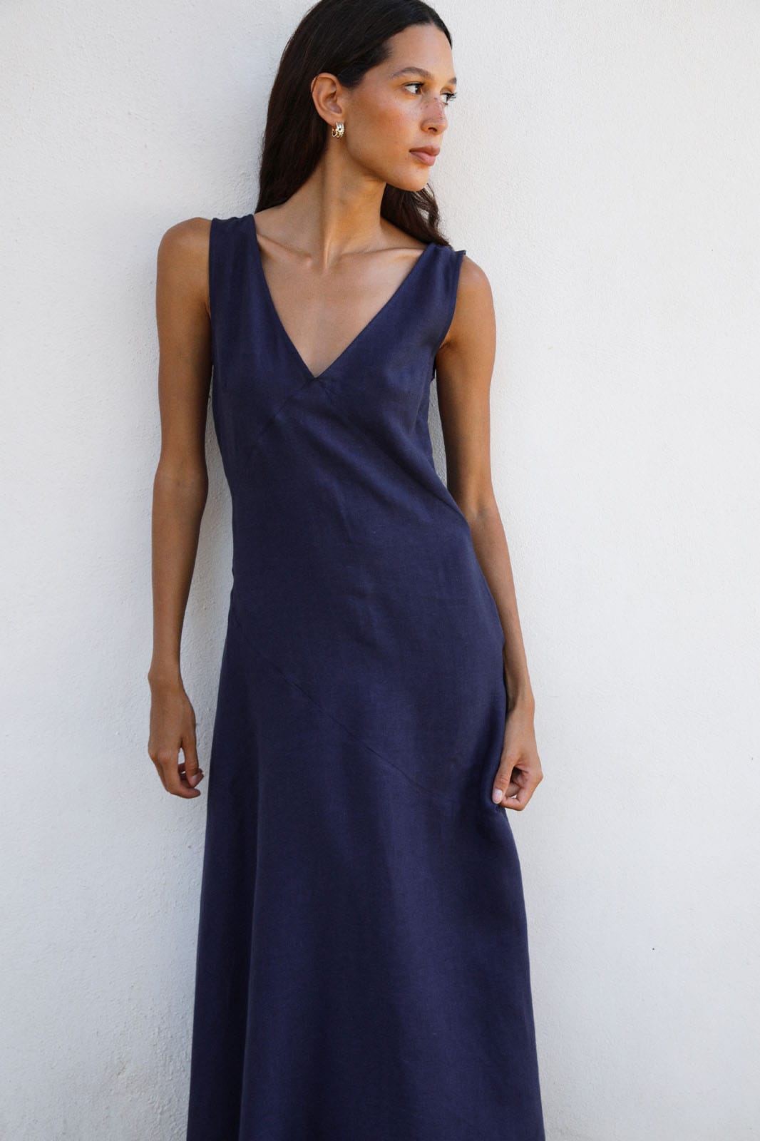 arkitaip Maxi Dresses The Athena Maxi Dress in navy blue