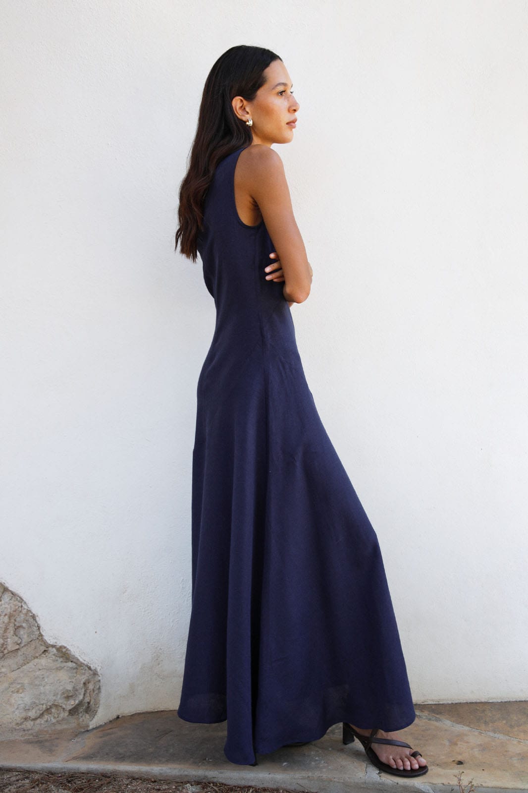 arkitaip Maxi Dresses The Athena Maxi Dress in navy blue