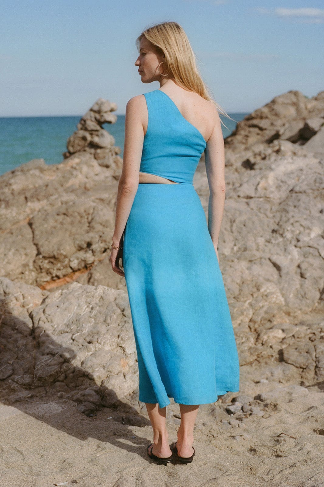 arkitaip Maxi Dresses The Ava Asymmetric Maxi Dress in ice blue