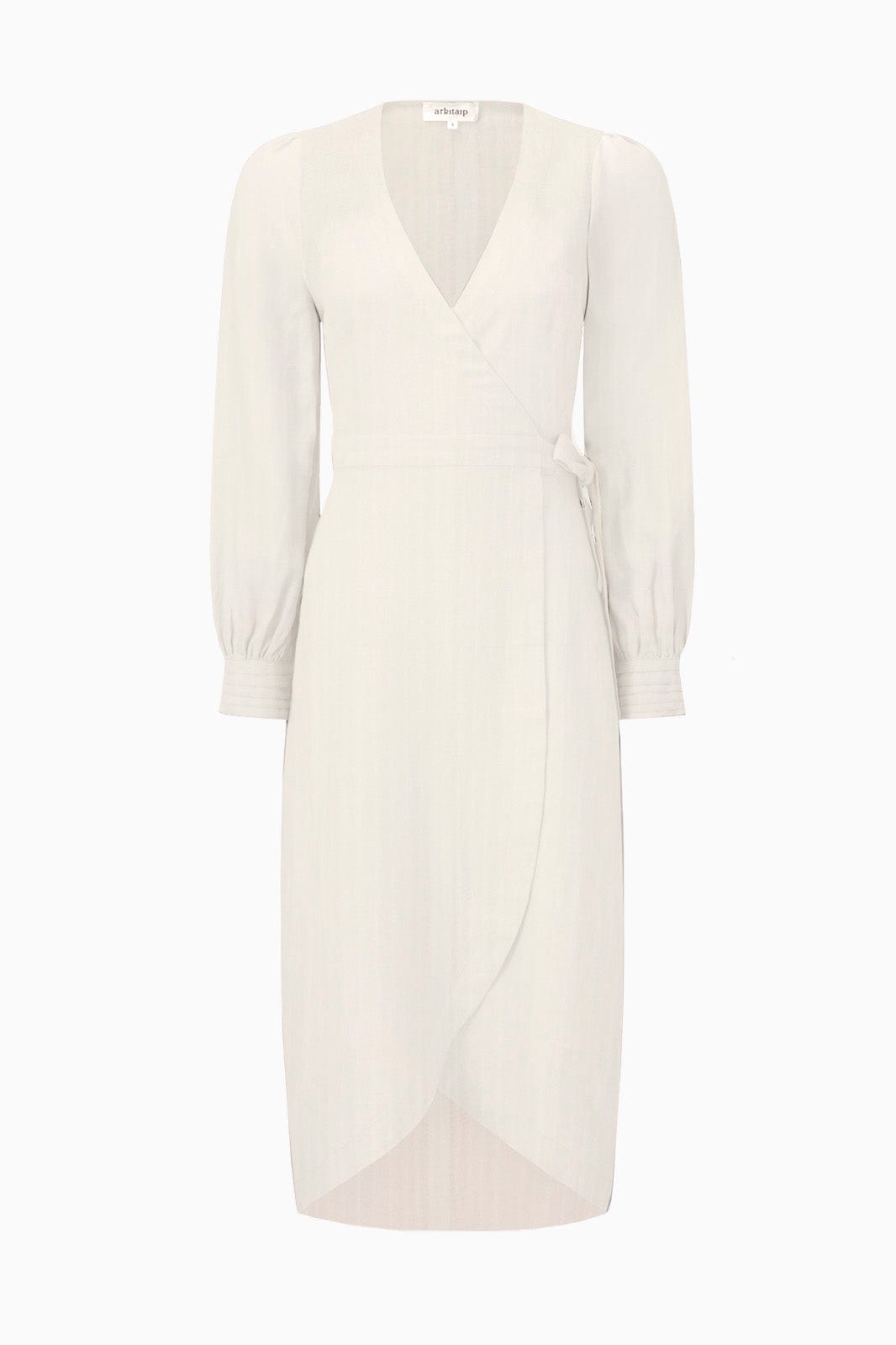 arkitaip Maxi Dresses The Garance Midi Wrap Dress in off-white