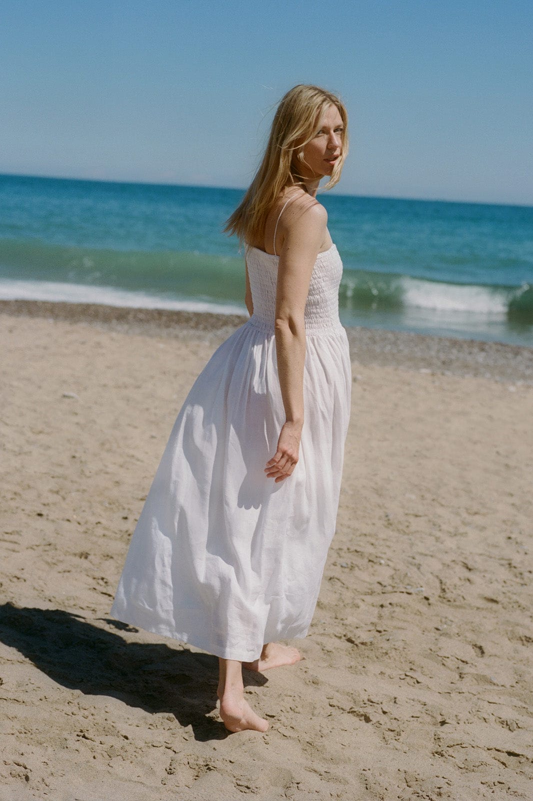 arkitaip - The Harlow Smocked Maxi Dress in white arkitaip - The Harlow Smocked Maxi Dress in white