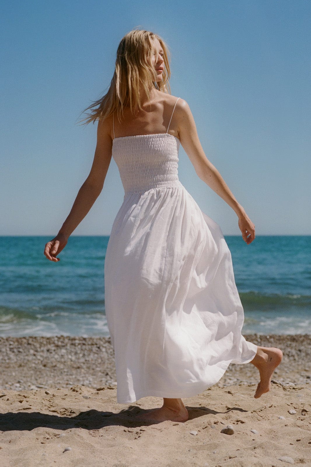 arkitaip - The Harlow Smocked Maxi Dress in white arkitaip - The Harlow Smocked Maxi Dress in white