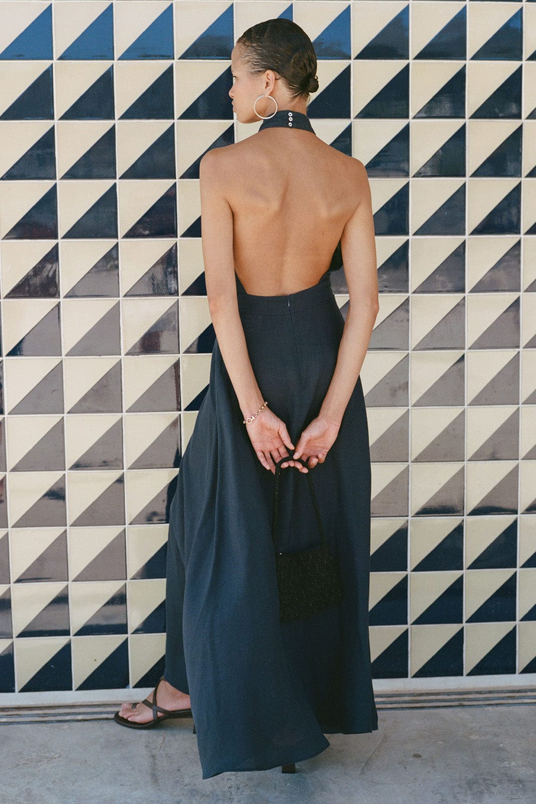 arkitaip Maxi Dresses The Isi Halterneck Dress in navy blue