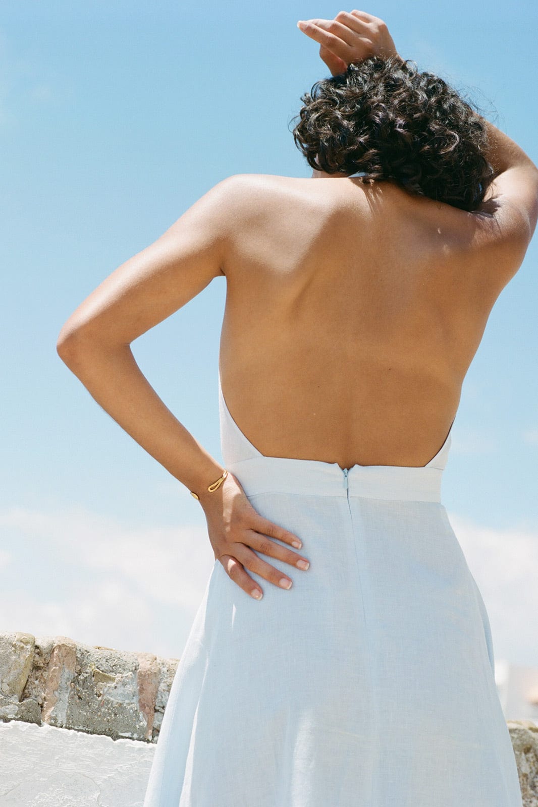 arkitaip Maxi Dresses The Isi Halterneck Dress in sky blue