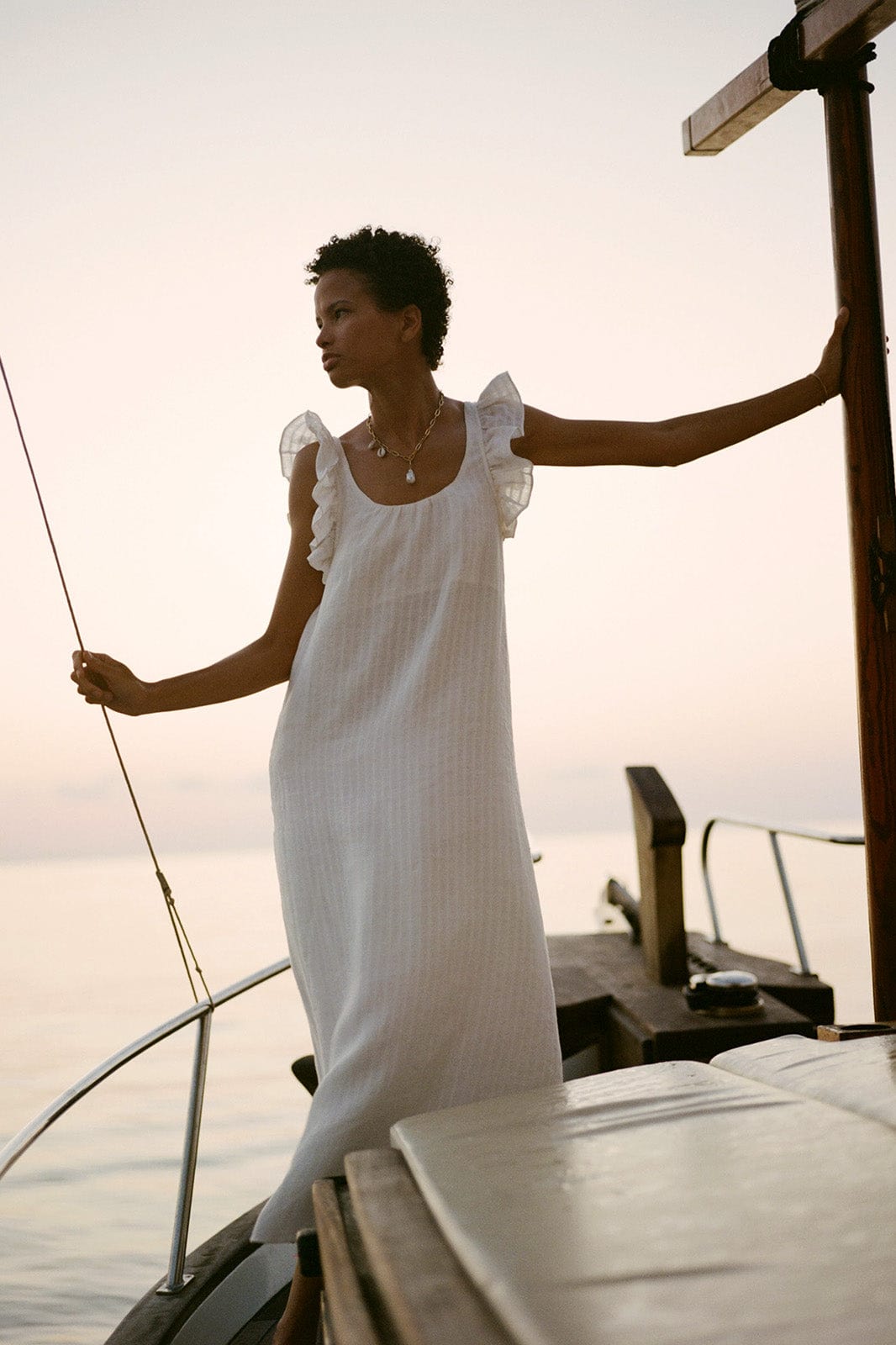 arkitaip Maxi Dresses The Jane Ruffled Maxi Dress in off-white