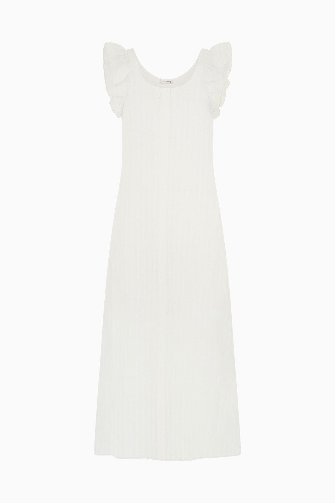 arkitaip Maxi Dresses The Jane Ruffled Maxi Dress in off-white