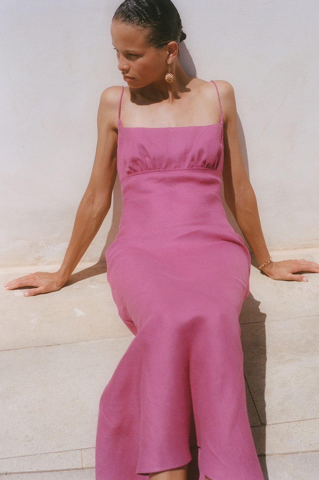 arkitaip Maxi Dresses The Nicola Maxi Slip Dress in berry