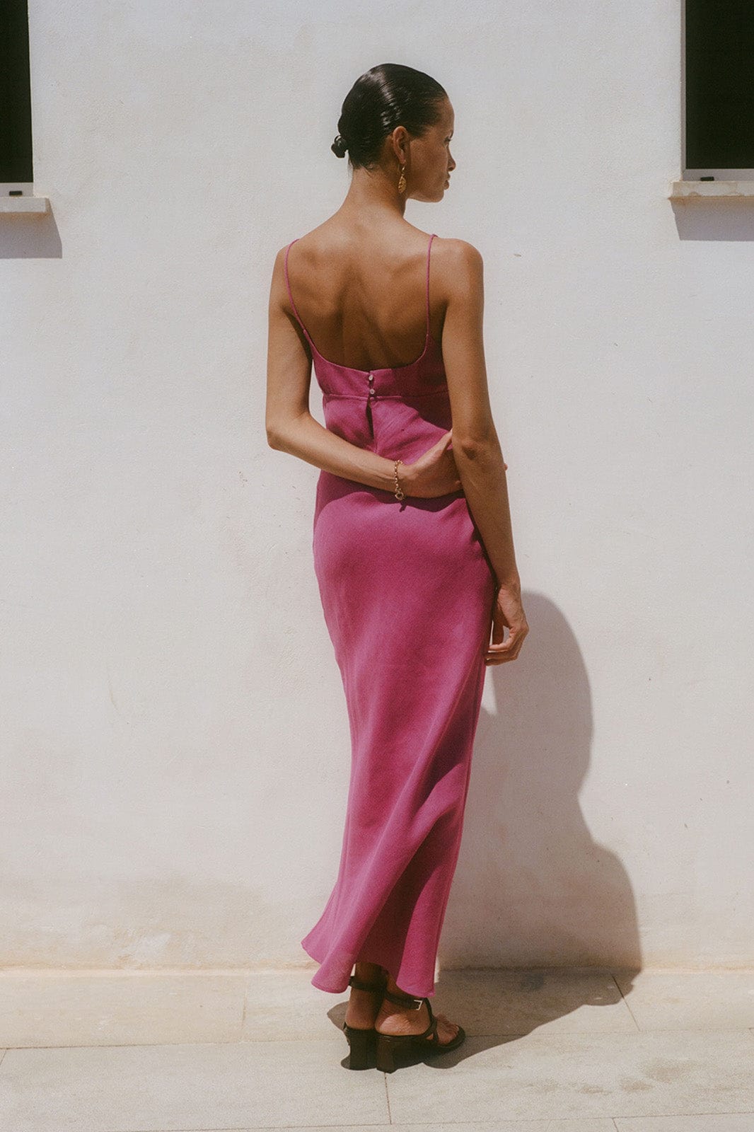 arkitaip Maxi Dresses The Nicola Maxi Slip Dress in berry
