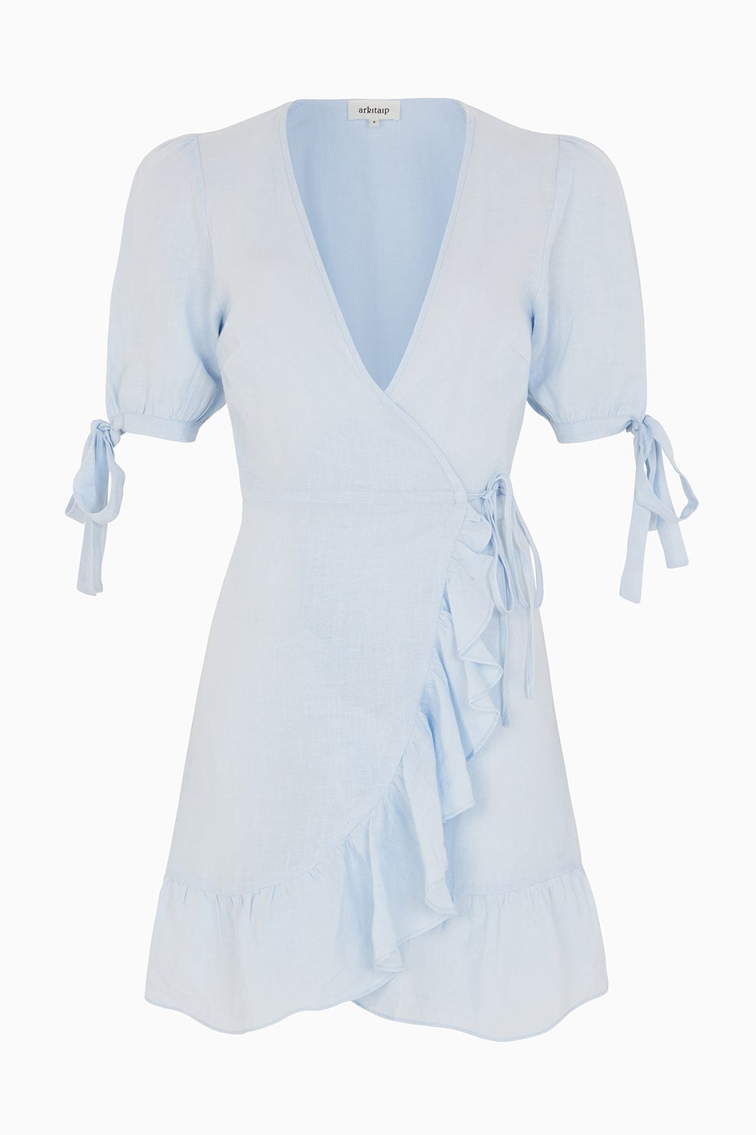 arkitaip Mini Dresses The Catalina Mini Wrap Dress in sky blue - SAMPLE