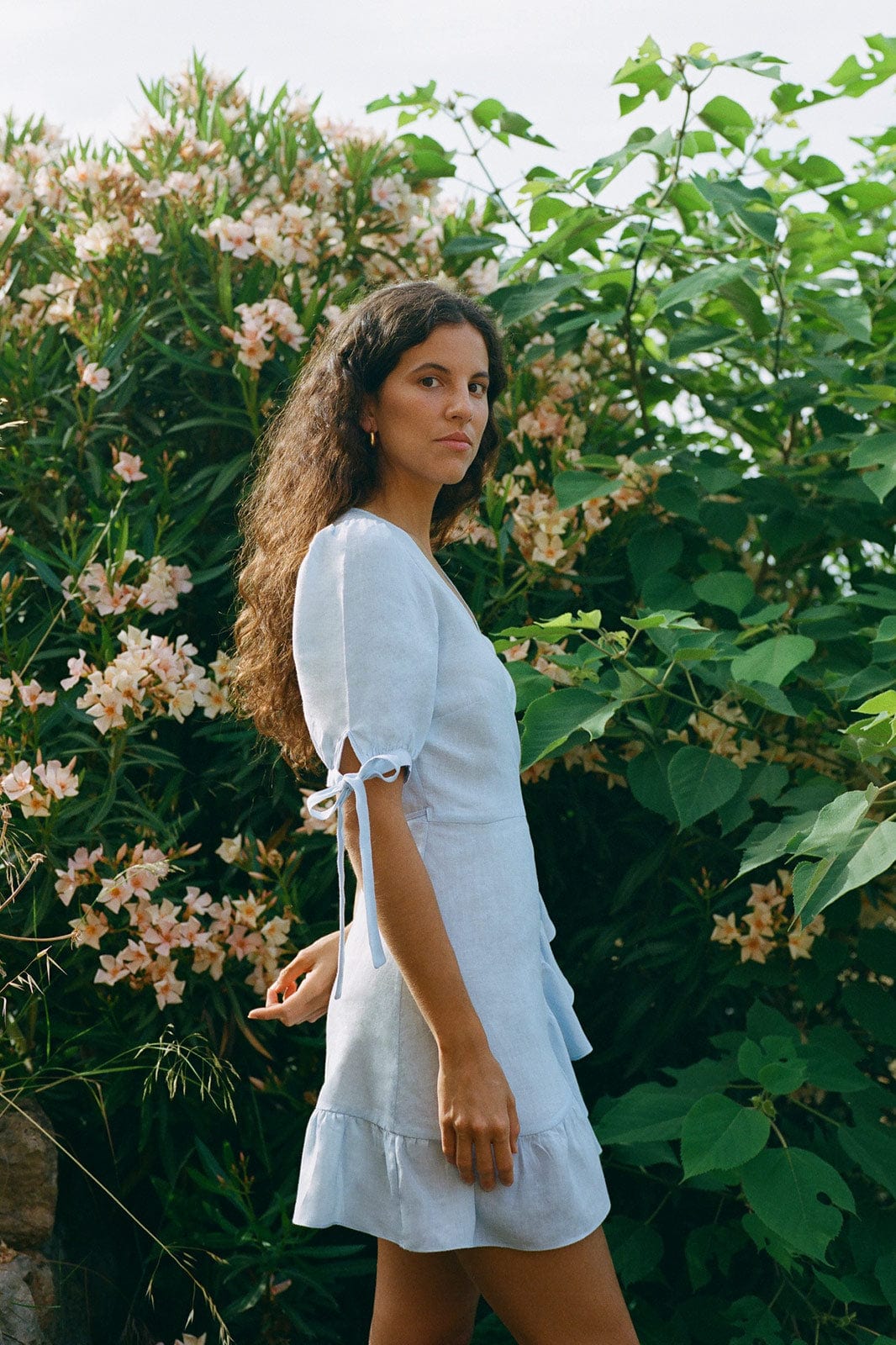arkitaip Mini Dresses The Catalina Mini Wrap Dress in sky blue - SAMPLE