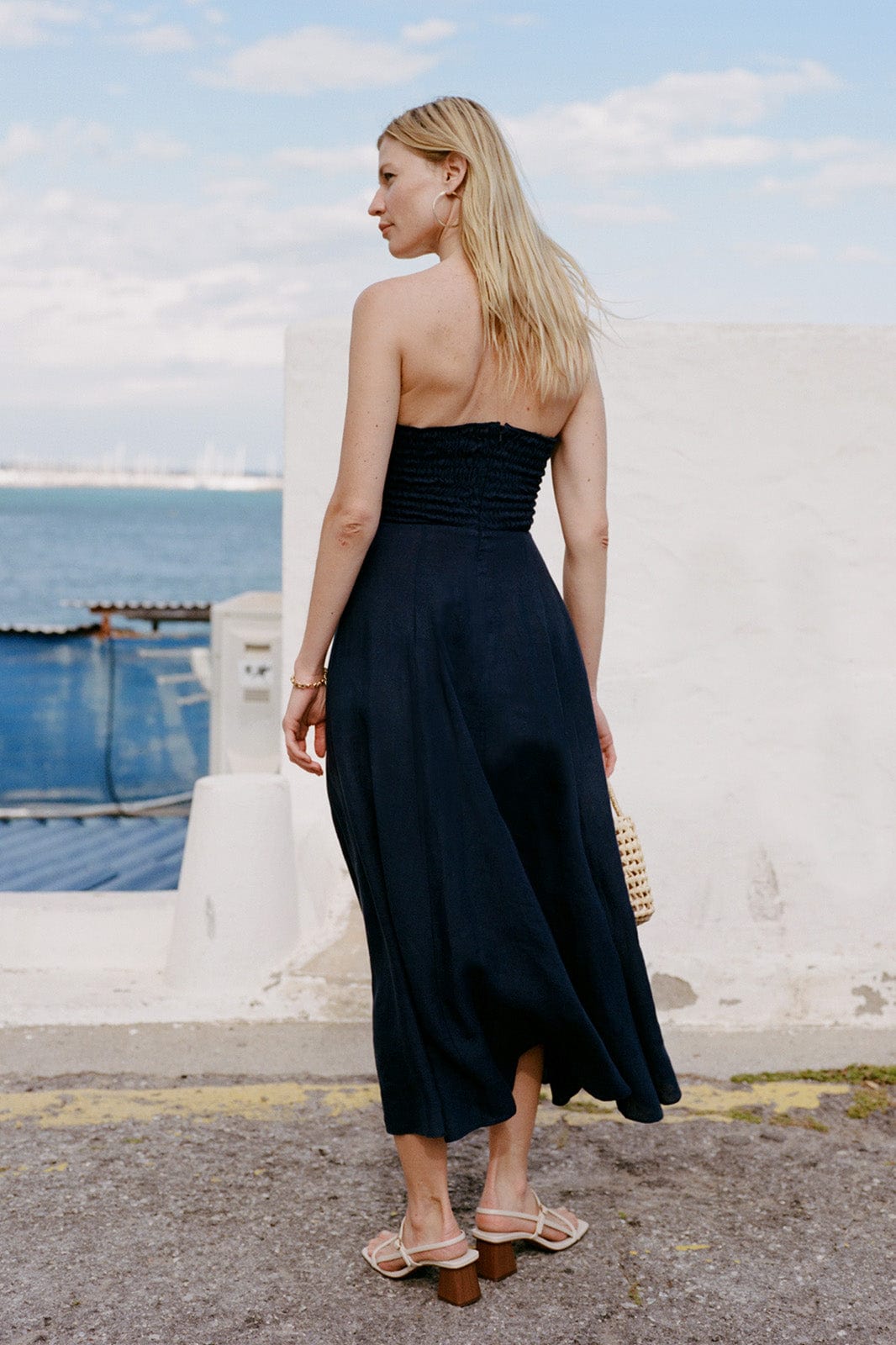 arkitaip Mini Dresses The Chiara Maxi Bandeau Dress in navy blue