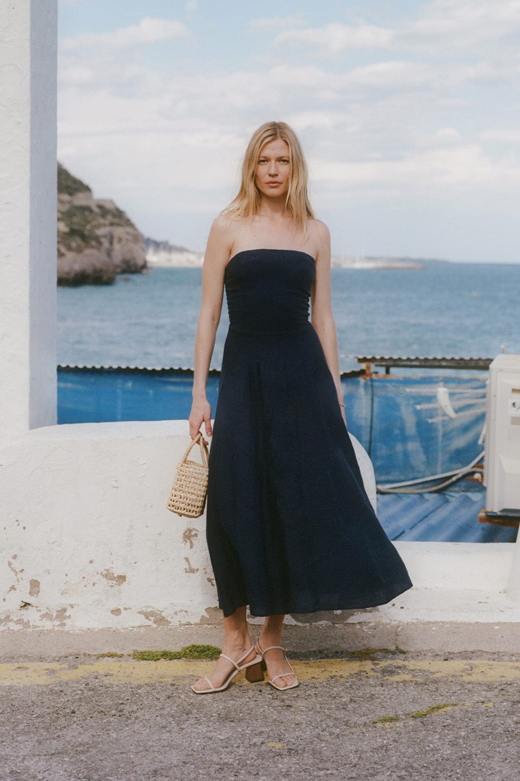 arkitaip Mini Dresses The Chiara Maxi Bandeau Dress in navy blue