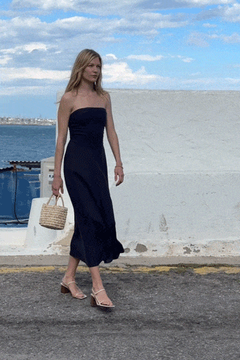 arkitaip Mini Dresses The Chiara Maxi Bandeau Dress in navy blue