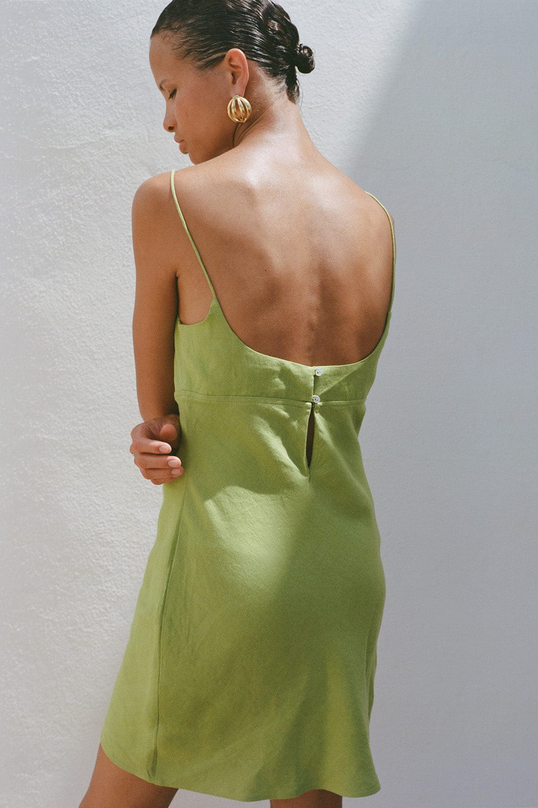 arkitaip Mini Dresses The Nicola Mini Slip Dress in apple green
