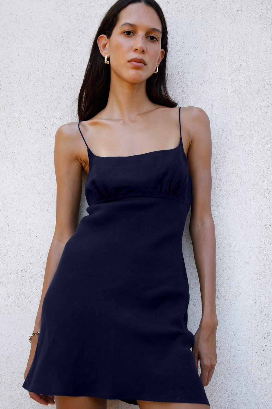 navy slip dress mini arkitaip MATERIAL POLYESTER COLOR:Blue Print SHEIN Belle Plus Size 拼接褶皺