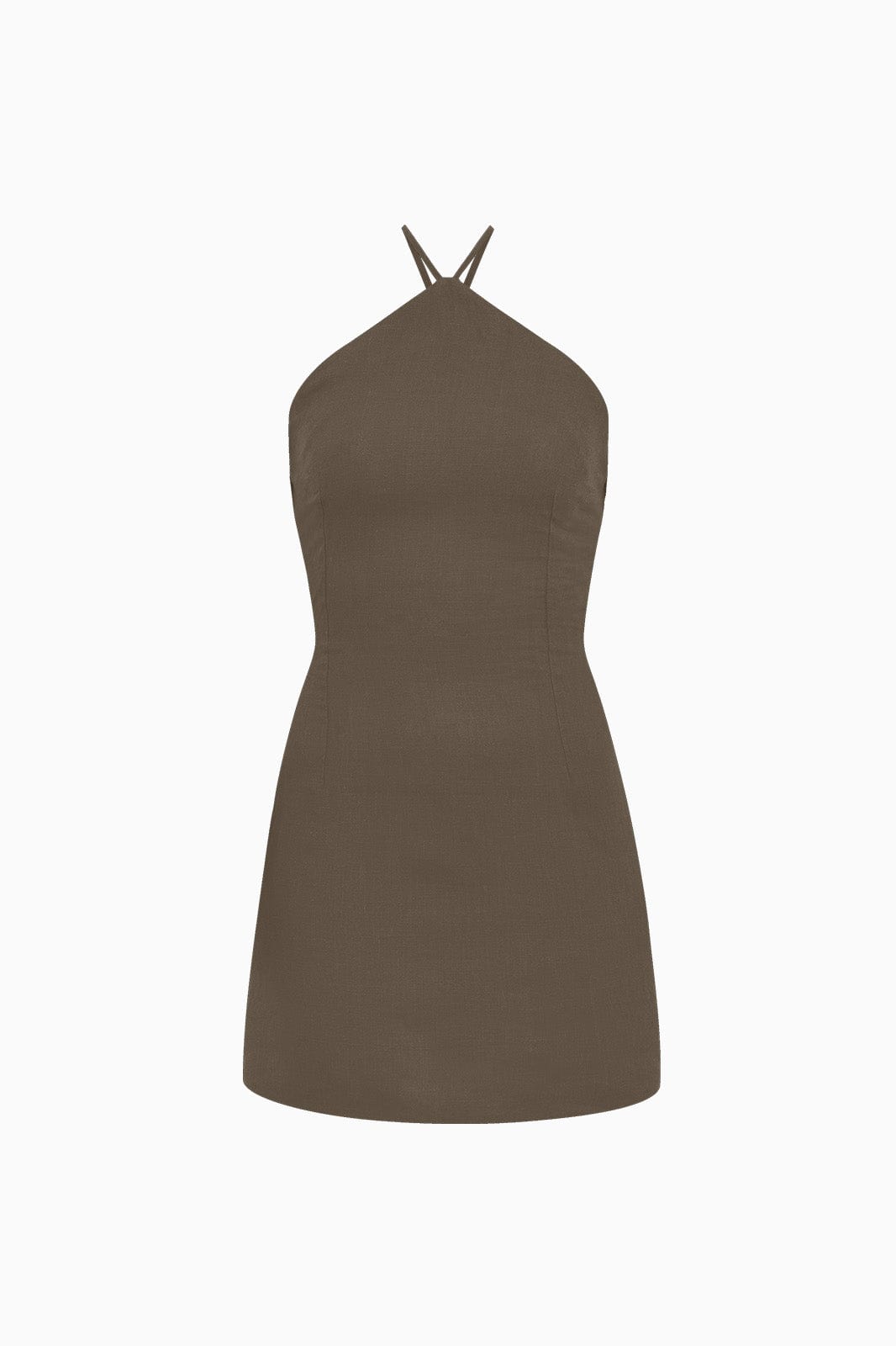 arkitaip Mini Dresses The Rita Mini Halterneck Dress in mocha