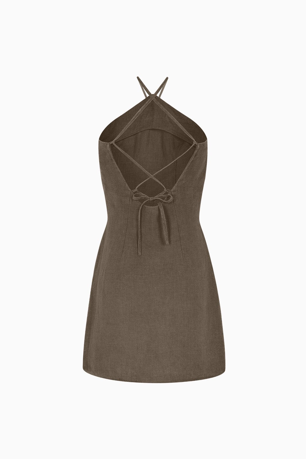 arkitaip Mini Dresses The Rita Mini Halterneck Dress in mocha