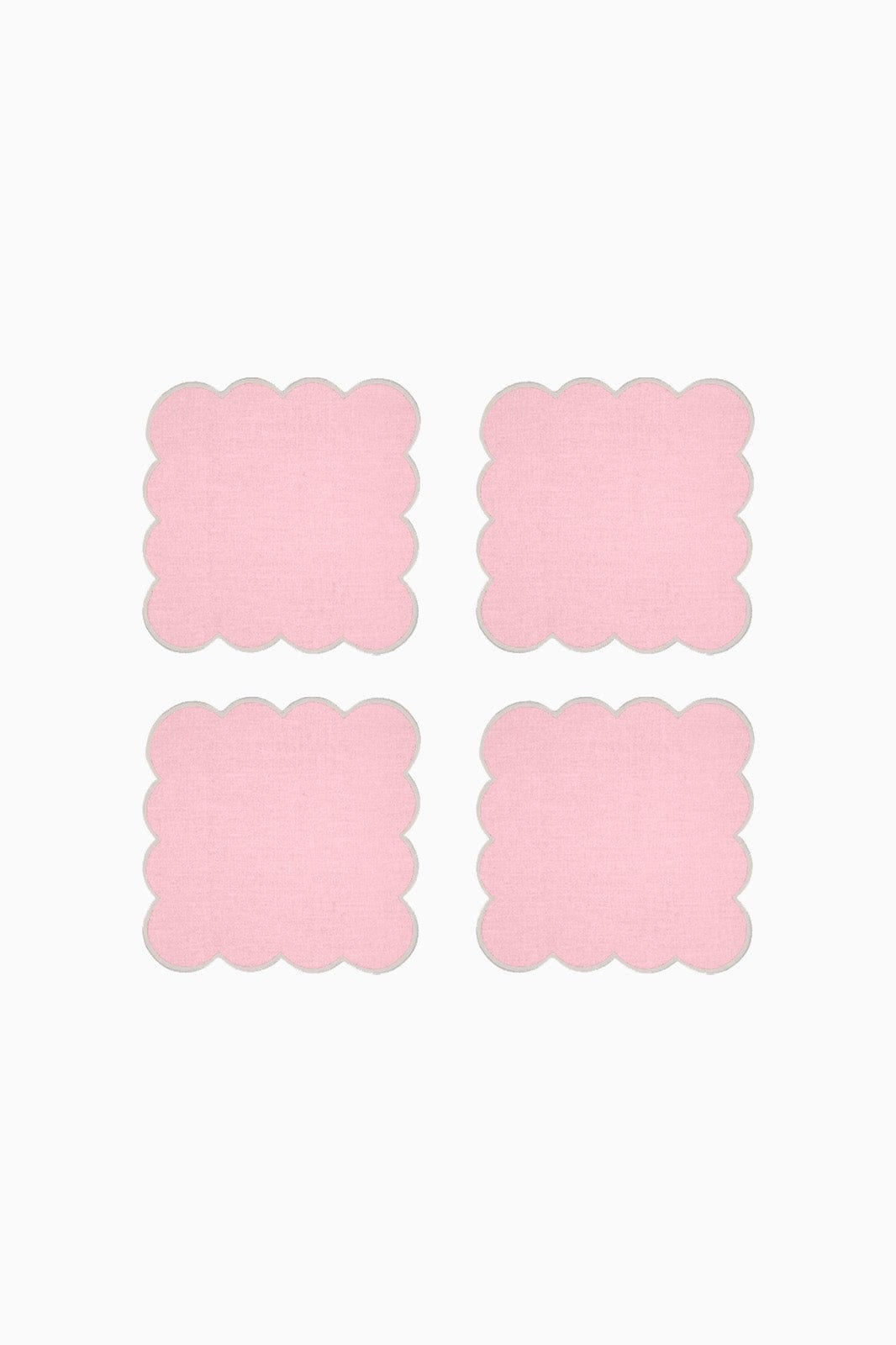 arkitaip Napkins Zero-Waste Scalloped Linen Cocktail Napkins bubblegum pink - Set of 4