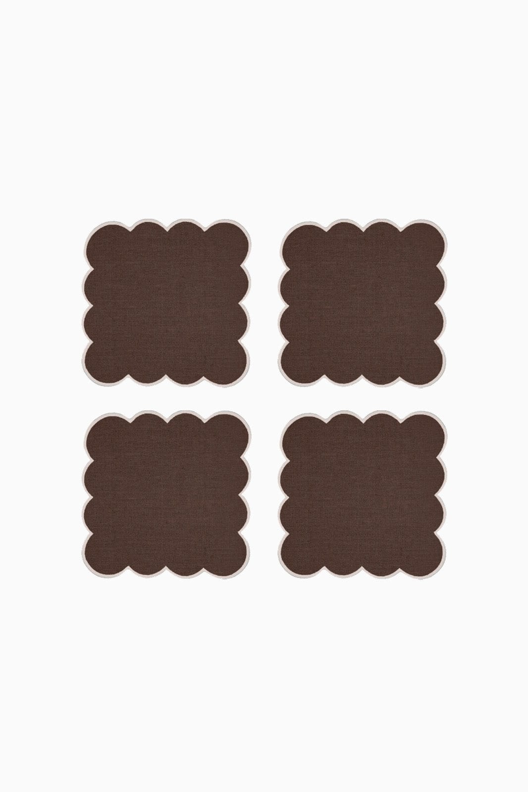 arkitaip Napkins Zero-Waste Scalloped Linen Cocktail Napkins chocolate - Set of 4