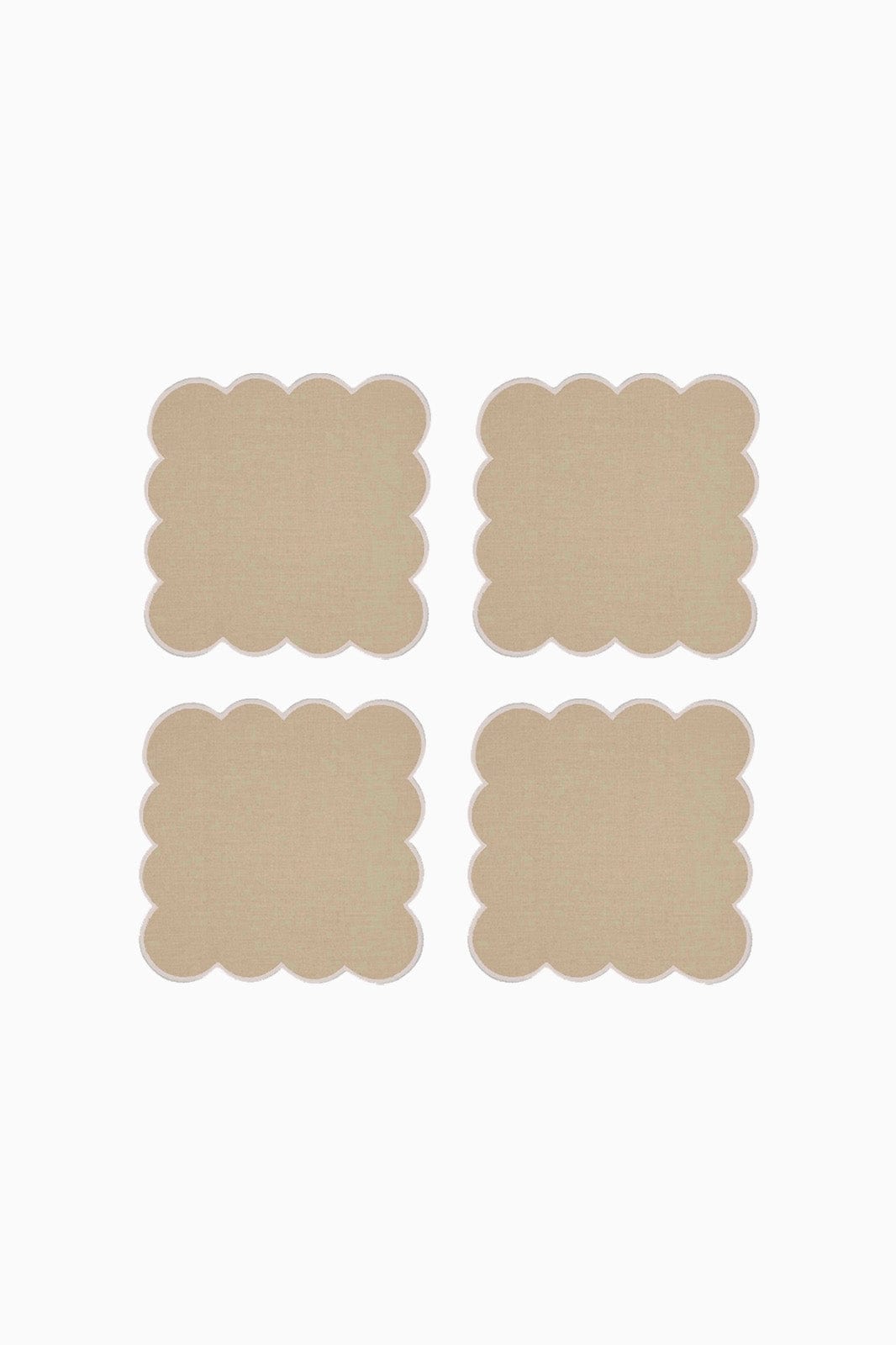 arkitaip Napkins Zero-Waste Scalloped Linen Cocktail Napkins oatmeal - Set of 4