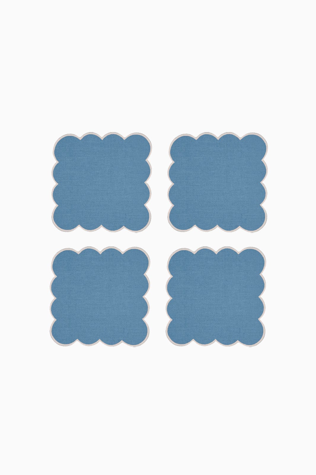 arkitaip Napkins Zero-Waste Scalloped Linen Cocktail Napkins poppy blue - Set of 4