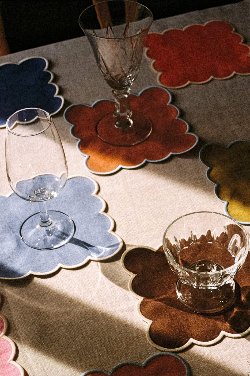 arkitaip Napkins Zero-Waste Scalloped Linen Cocktail Napkins sky blue - Set of 4