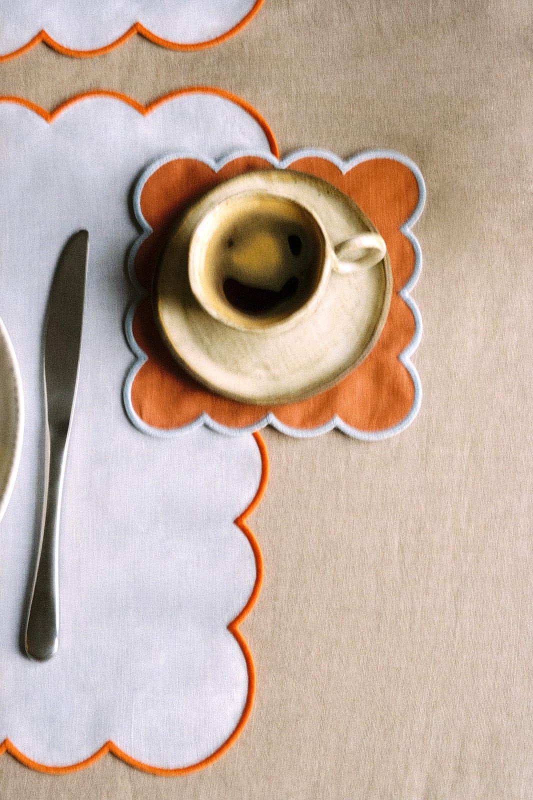 arkitaip Napkins Zero-Waste Scalloped Linen Cocktail Napkins tangerine - Set of 4