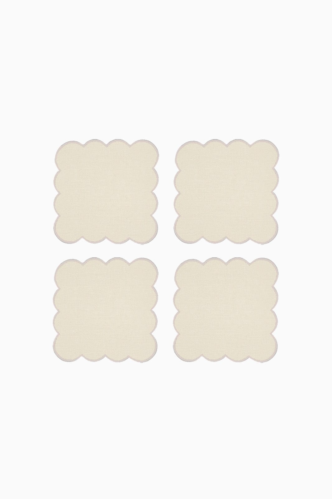 arkitaip Napkins Zero-Waste Scalloped Linen Cocktail Napkins vanilla - Set of 4