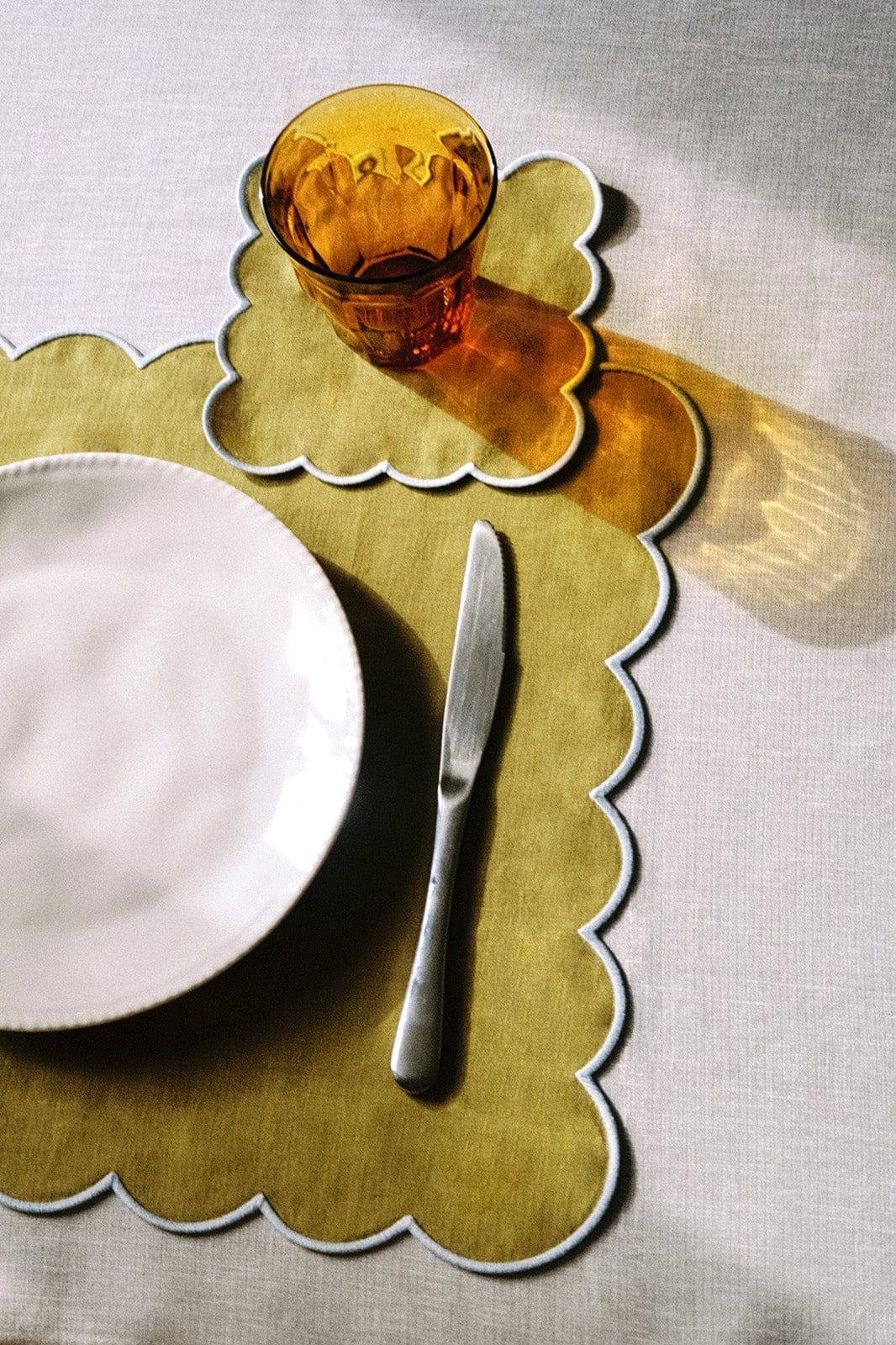 arkitaip Napkins Zero-Waste Scalloped Linen Cocktail Napkins willow green - Set of 4