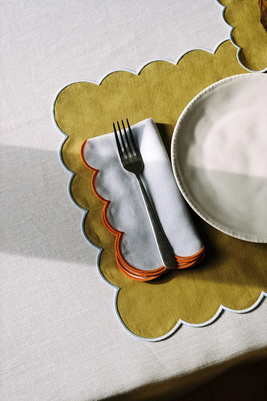 arkitaip Napkins Zero-Waste Scalloped Linen Napkins sky blue - Set of 2