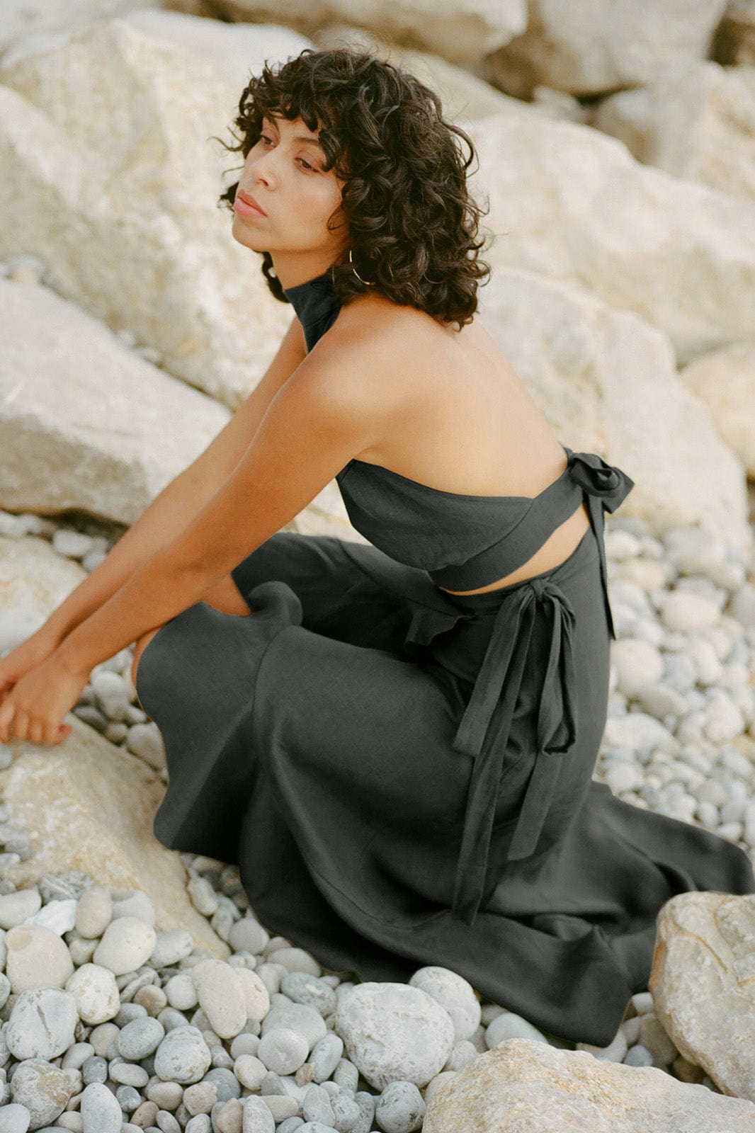 arkitaip Skirts The Catalina Linen Wrap Skirt in black