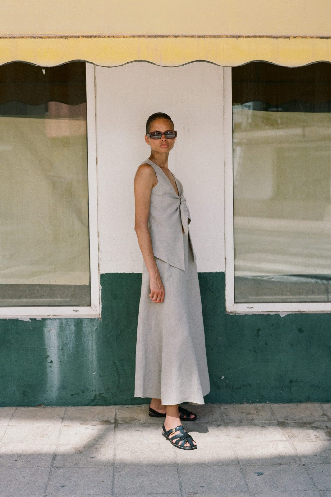arkitaip The Lucia Tie Vest in oatmeal