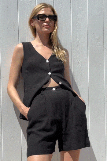 arkitaip The Rosalie Buttoned Vest in black