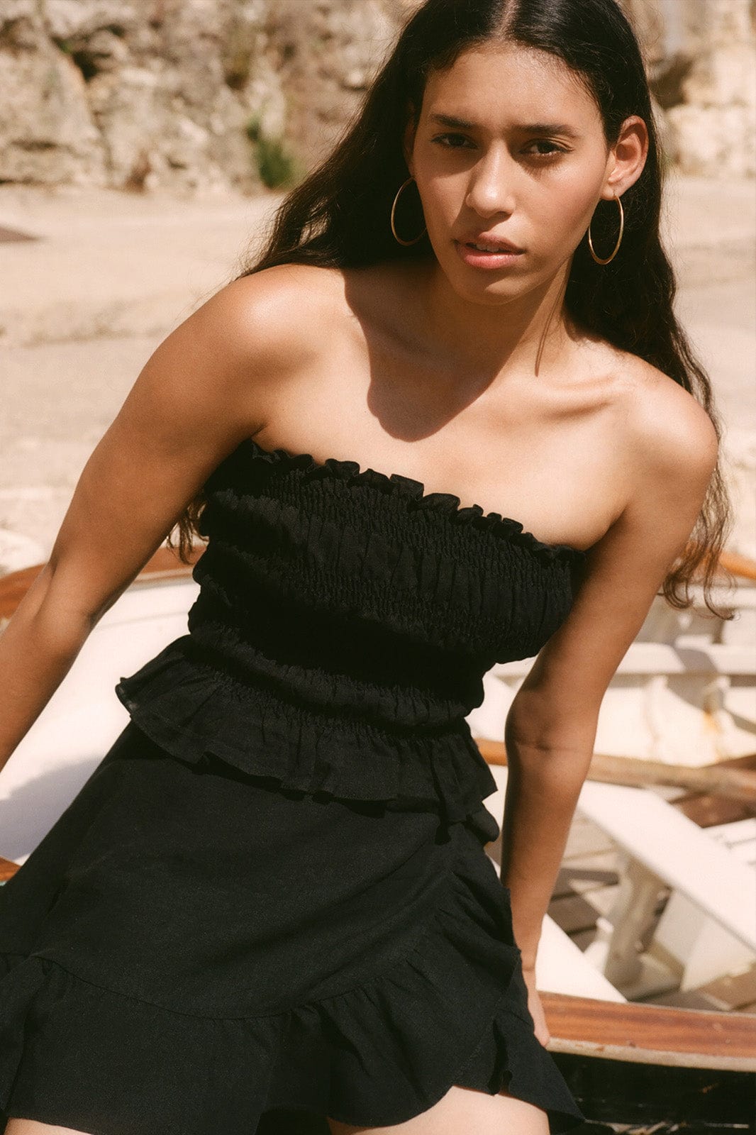 arkitaip Tops OS / black The Milou Smocked Tube Top in black