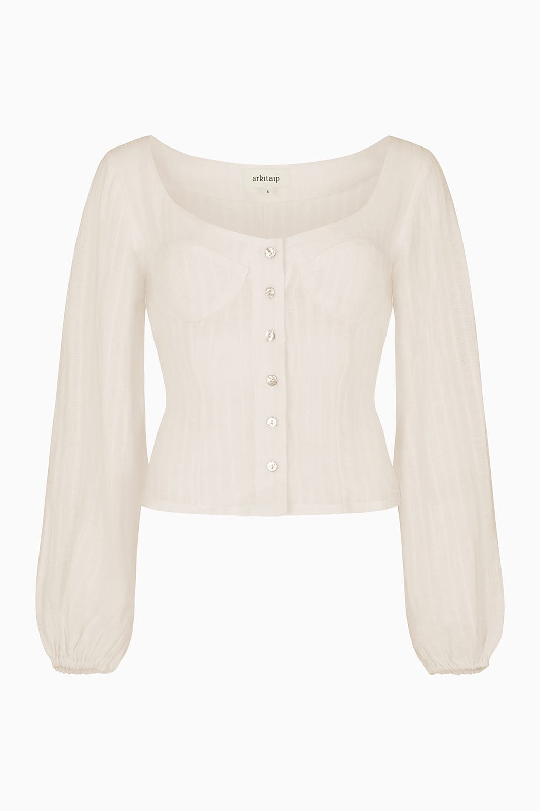 arkitaip Tops The Carmen Long-Sleeved Bustier Top in off-white