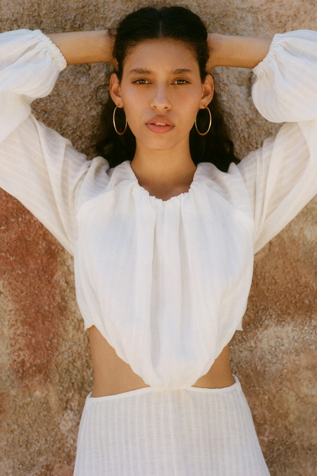 arkitaip Tops The Emilia Cut-Out Maxi Dress in off-white
