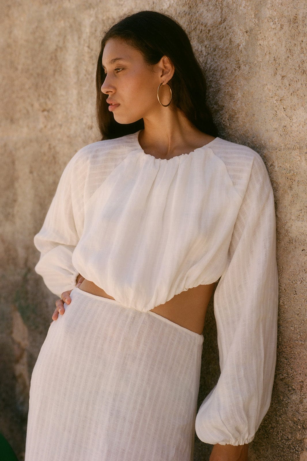 arkitaip Tops The Emilia Cut-Out Maxi Dress in off-white