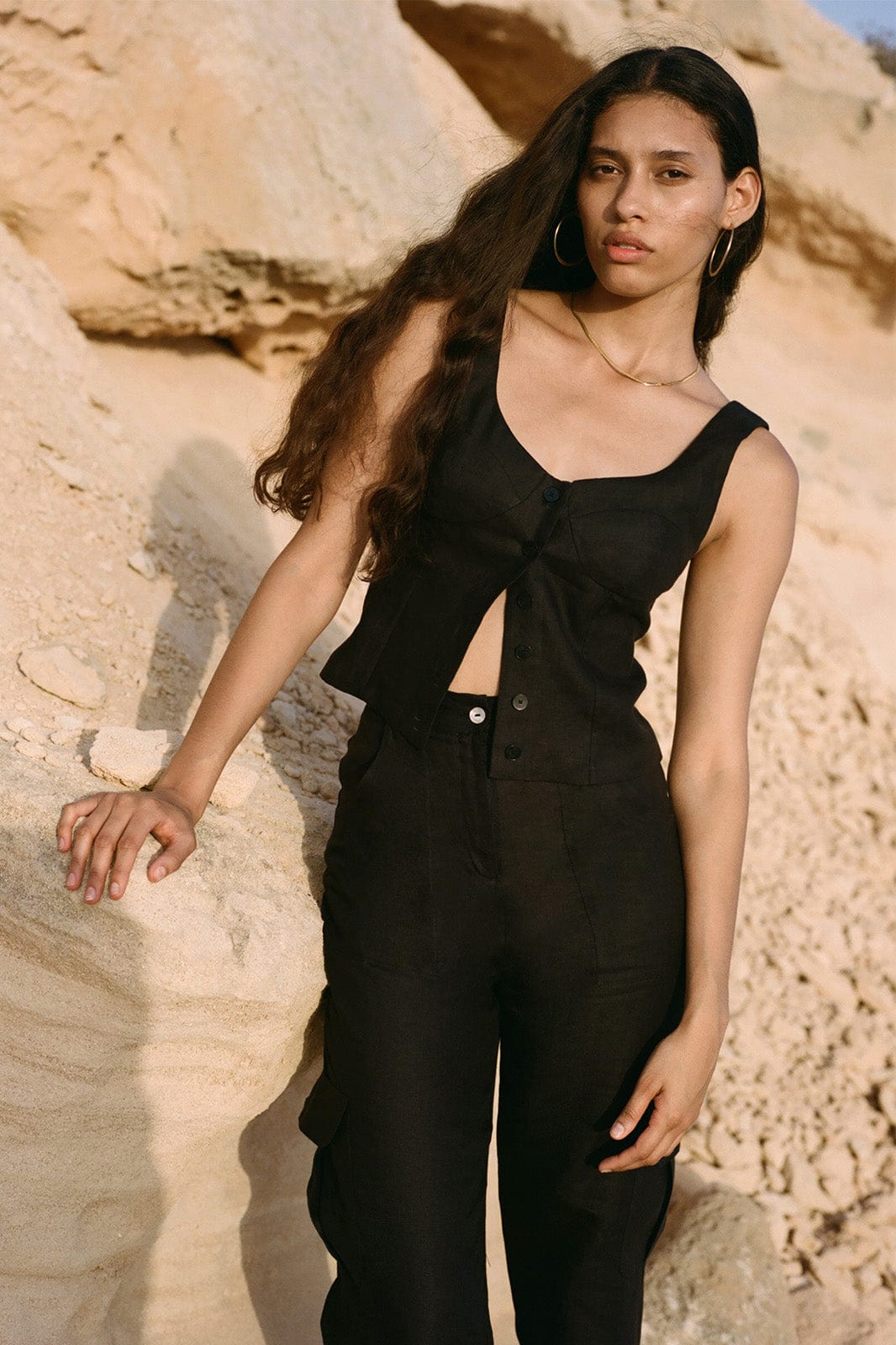 arkitaip Trousers The Carolina Linen Cargo Trousers in black