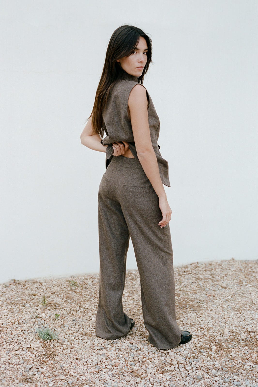 arkitaip Trousers The Cora Cigarette Felted Wool Trousers in mocha